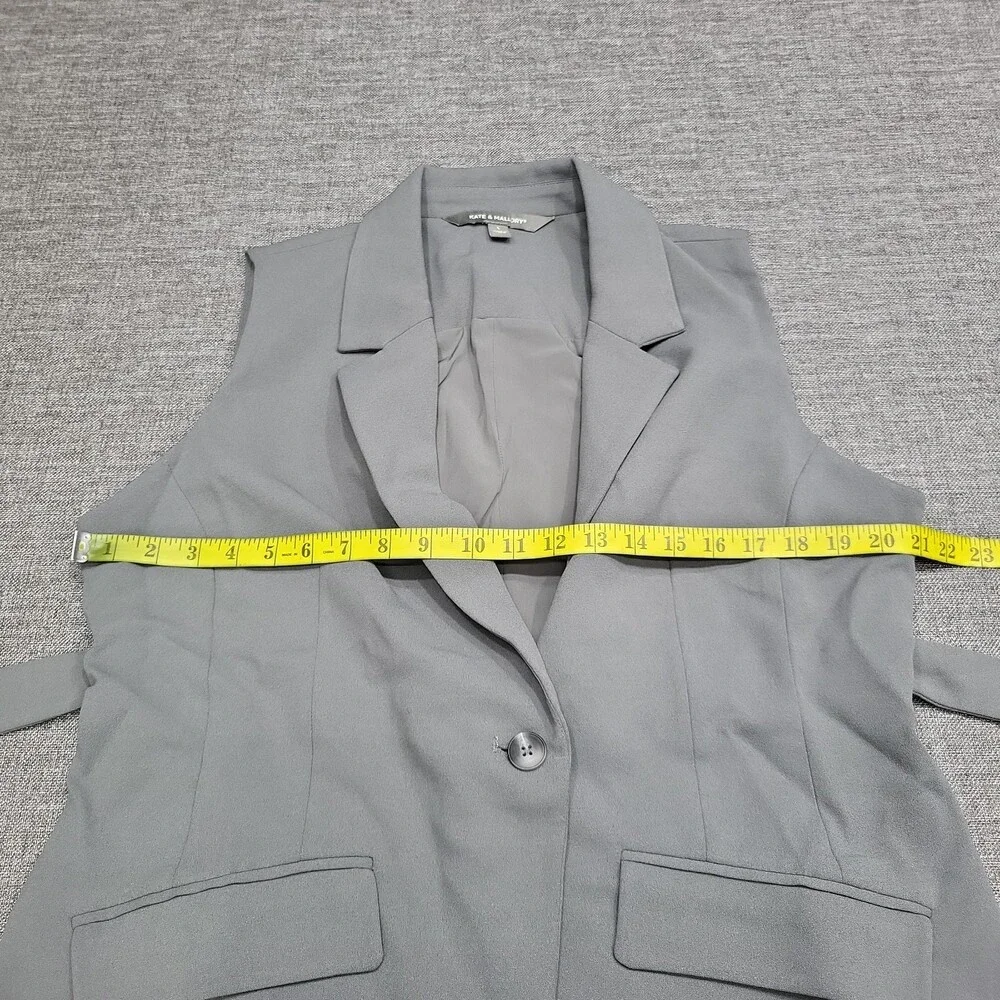 Kate & Mallory Womens Gray Dressy Work Office Business Casual Vest Size L